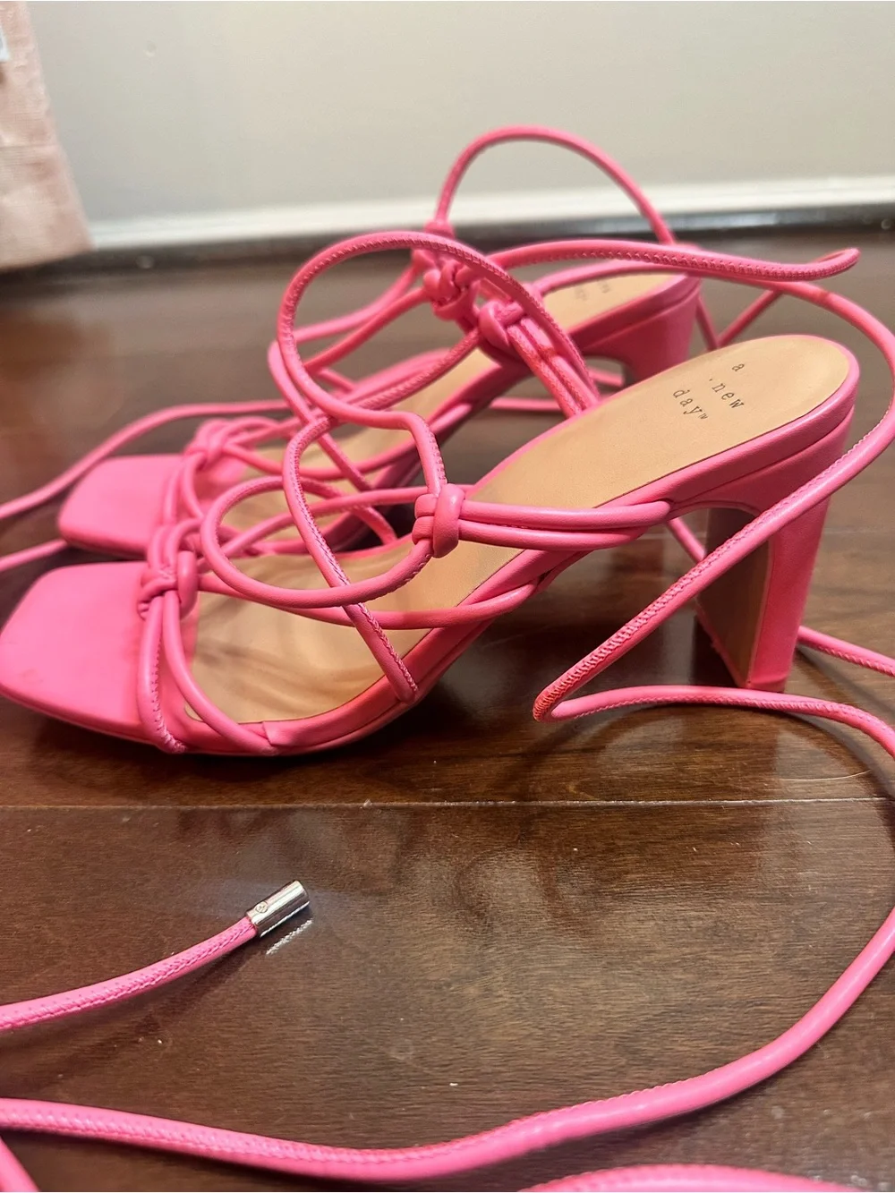 a new day Hot Pink Lace-Up Strappy Heeled Sandals